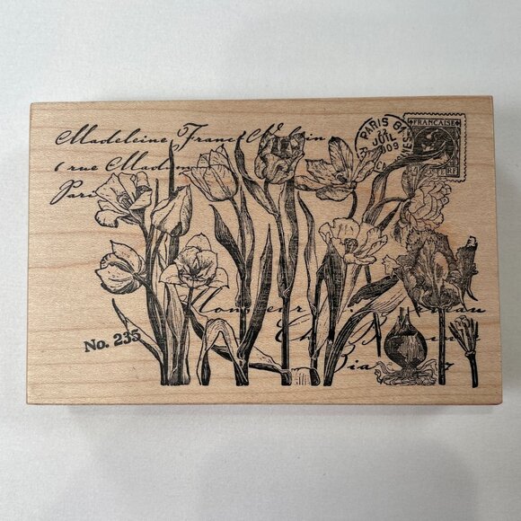 Vtg Stampa Rosa Wood Rubber Stamp Botanical Floral Set Scrapbooking Card Making - Picture 2 of 14